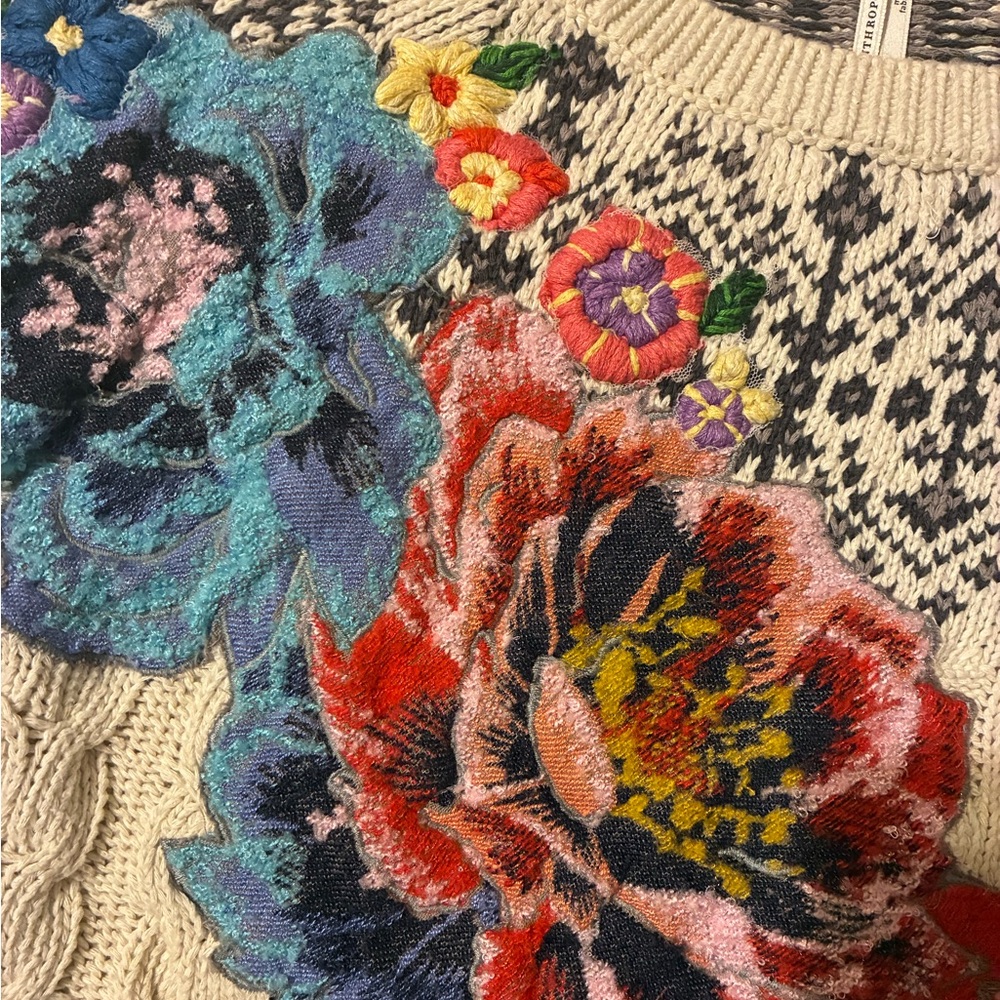 Anthropologie Cable-Knit Fair Isle Sweater - Picture 6 of 7